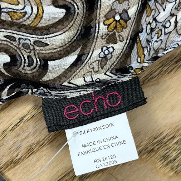 NWT Echo Design 100% Silk Scarf Paisley Stripes - Picture 3 of 5